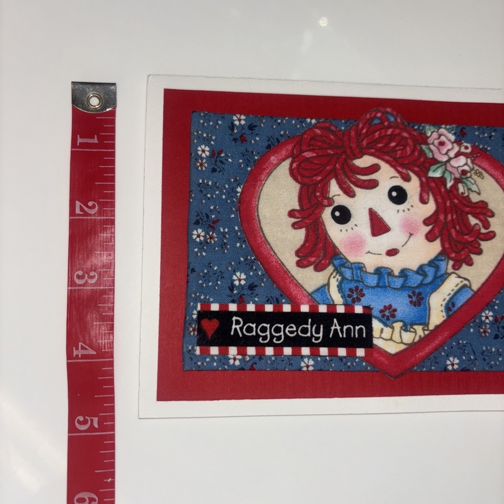 Handmade Raggedy Ann Greeting Card with Silver Lined Envelope Fabric Layered Art - Picture 8 of 9